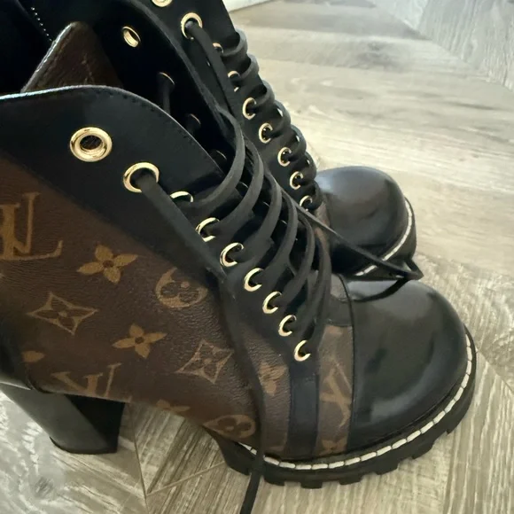 Louis Vuitton Monogram Brown and Black Heeled Boots - Picture 7 of 8
